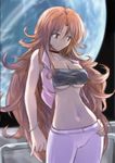  bandeau breasts choker earth gundam gundam_00 large_breasts long_hair navel open_clothes open_shirt pants shirt slender solo space strapless sumeragi_lee_noriega tubetop umiushi_(poyopacho) very_long_hair vest 