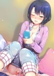  adachi_sakura adachi_to_shimamura cleavage masturbation mikazuki_akira no_bra open_shirt pajama pantsu pussy pussy_juice 