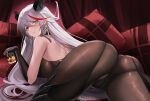  aegir_(azur_lane) anthropomorphism ass azur_lane drink elbow_gloves eternity_(pixiv8012826) gloves gray_hair horns long_hair 