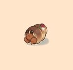  :3 ariamisu brown_eyes chocolate claws closed_mouth commentary dwebble food fruit full_body gen_5_pokemon looking_up pokemon simple_background smile strawberry 