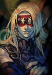  1boy belt_buckle blindfold blonde_hair buckle covered_eyes guilty_gear guilty_gear_strive hungry_clicker lips long_hair male_focus nose portrait solo_focus straight_hair zato-1 