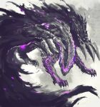  commentary english_commentary gore_magala monochrome monster monster_hunter_(series) no_humans purple_theme shimhaq 
