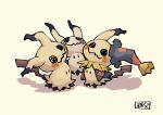  alternate_color black_eyes chichibu_(chichichibu) clothed_pokemon commentary_request gen_7_pokemon hat hatted_pokemon mimikyu no_humans pokemon pokemon_(creature) shiny_pokemon solid_oval_eyes standing 