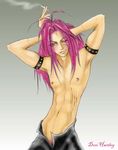  1boy gradient gradient_background male male_focus muscle saiyuki sha_gojyo solo topless 