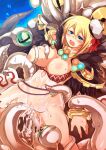  1girl bangle bangs bestiality blonde_hair blue_eyes blush bracelet breasts commentary_request covered_navel detached_sleeves emon-yu eyebrows_visible_through_hair feet_out_of_frame fur_collar hair_between_eyes hat jewelry kraken_(ragnarok_online) large_breasts long_hair nipples octopus open_mouth pussy ragnarok_online sailor_hat sorcerer_(ragnarok_online) tentacle_sex tentacles vaginal 