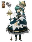  1girl absurdres aqua_dress aqua_eyes aqua_gloves aqua_hair bangs blonde_hair boots cape capelet chess_piece chessboard commentary crown dress elbow_gloves english_commentary eyebrows_visible_through_hair full_body gloves gold_trim grey_hair hair_between_eyes hatsune_miku highres light_frown long_hair looking_at_viewer multicolored multicolored_clothes multicolored_dress multicolored_eyes multicolored_footwear multicolored_hair queen_(chess) reference_photo_inset short_hair sidelocks simple_background staff swept_bangs topdylan triangle_mouth twintails upper_teeth very_long_hair vocaloid walking white_background white_dress white_eyes white_footwear yellow_eyes yellow_footwear 
