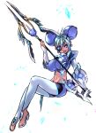  1girl blue_hair breasts dark_skin lance large_breasts negresco polearm praxis_(xenoblade) purple_eyes short_hair simple_background solo weapon white_background xenoblade_chronicles_(series) xenoblade_chronicles_2 