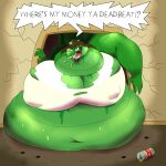 absurd_res anthro breasts clothed clothing crocodile crocodilian crocodylid dirtydirtyhands female hi_res morbidly_obese obese obese_female overweight overweight_female reptile scalie slob solo 