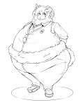 absurd_res anthro beastars belly biped bottomwear bovid caprine clothing daikanu domestic_sheep footwear hi_res line_art male mammal merino_sheep morbidly_obese necktie obese overweight pants sheep shoes simple_background solo tight_clothing uniform white_background 