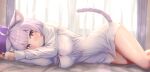  animal_ears bed catgirl hololive nekomata_okayu tail 