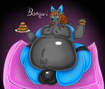  ambiguous_gender anthro belly big_belly big_butt bulge burger butt canid canine canis clothing elysios food food_fetish hair happy huge_butt hyper hyper_belly hyper_butt inflation long_hair mammal morbidly_obese navel obese overweight ponytail rubber sitting sitting_on_bed solo underwear weight_gain wolf wolfy_(dahliathefox) 