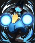  2021 looking_at_viewer lucario male manmosu_marimo nintendo pok&eacute;mon pok&eacute;mon_(species) red_eyes solo standing video_games 