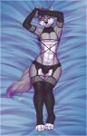  anthro canid canine canis clothing damien_woof digital_media_(artwork) english_text fur hi_res lingerie looking_at_viewer male mammal maxx-ros simple_background solo text wolf 