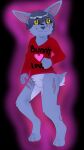  &lt;3 anthro black_sclera bodily_fluids bottomless clothed clothing digital_media_(artwork) dvenadtsat_(character) english_text eye_scar facial_scar fur genital_fluids hair hare hi_res holidays lagomorph leporid looking_at_viewer male mammal rabbit scar simple_background smile smiling_at_viewer solo sweater text topwear valentine&#039;s_day whisperfluff yellow_eyes 
