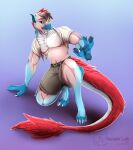  alpinedragon ambiguous_gender anthro biceps biped blue_body blue_eyes blue_fur clawed_feet clawed_fingers clawed_toes claws clothed clothing crouching digital_media_(artwork) digitigrade dragon feet fingers flat_belly fur growth hair happy hi_res horn human human_to_anthro humanoid kaikotheshark looking_pleasured male mammal mid_transformation multicolored_body muscular muscular_anthro muscular_male nanukkluik open_mouth pawpads paws pecs red_body red_fur simple_background smile snout snout_growth solo species_transformation text toe_claws toes tongue torn_clothing transformation url white_body white_fur wingless_dragon 