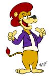  anthro clothing felid hanna-barbera heyyy_it&#039;s_the_king! hi_res jacket lion male mammal mane no_pants null pantherine shirt smug smug_grin solo squirrelfromthesouth the_king_(hitk!) topwear undershirt 