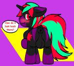  absurd_res anus balls blush butt cutie_mark dragman equid equine fan_character feral friendship_is_magic genitals hasbro hi_res horn horse looking_back male mammal my_little_pony nude pony simple_background solo speech_bubble unicorn 