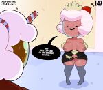  2021 adventure_time big_breasts bodily_fluids breasts cartoon_network clothing dialogue duo english_text female genital_fluids genitals hi_res humanoid legwear nipples pussy pussy_juice somescrub sweat text 