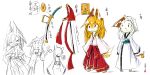  2017 2:1 absurd_res anthro aogitsune_jitto canid canine domestic_cat felid feline felis female fox hi_res japanese_text mammal melee_weapon simple_background sketch solo sword text translation_request weapon white_background young 