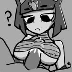 1:1 ? animal_crossing ankha_(animal_crossing) anthro black_and_white bodily_fluids breast_play breasts clothing cum cum_between_breasts cum_through_clothing domestic_cat duo felid feline felis female first_person_view genital_fluids genitals human human_on_anthro interspecies looking_at_genitalia looking_at_penis looking_down male male/female mammal monochrome nintendo outercourse penis sex titfuck titfuck_under_clothes unknown_artist video_games wet wet_clothing 