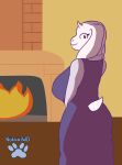  absurd_res anthro big_breasts big_butt breasts butt clothed clothing digital_media_(artwork) female fur hi_res huge_breasts huge_butt looking_at_viewer looking_back mature_female nokamiwd simple_background solo toriel undertale video_games white_body white_fur wide_hips 