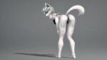  16:9 2021 3d_(artwork) absurd_res anthro arctic_fox black_nose bra butt butt_focus canid canine clothing digital_media_(artwork) ears_up eyeshadow feet female fox fur gold97fox hair hands_on_knees hi_res humanoid_feet leaning leaning_forward lingerie looking_at_viewer looking_back makeup mammal orange_eyes panties plantigrade raised_tail shadow simple_background smile smiling_at_viewer solo source_filmmaker teeth underwear warfare_machine white_body white_fur white_hair widescreen 