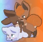  all_fours alolan_vulpix anal anal_penetration blush brown_body canid canine doggystyle dustyspaghetti eevee feral from_behind_position fur genitals group group_sex hi_res lucky_pierre male male/male male_penetrated male_penetrating male_penetrating_male mammal multi_tail narrowed_eyes nintendo open_mouth penetration penis pok&eacute;mon pok&eacute;mon_(species) regional_form_(pok&eacute;mon) sex smile sploot threesome train_position trio video_games vulpix white_body 