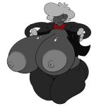  2021 absurd_res areola big_areola big_breasts big_nipples black_tie_(suit) bow_tie breasts brewheardt cartoon clothed clothing curvy_figure hair_over_eyes hi_res huge_areola huge_breasts huge_hips huge_thighs human human_only hyper hyper_breasts jacket mammal nipples not_furry open_clothing open_jacket open_topwear rosie smile suit thick_thighs tongue tongue_out toony topwear 