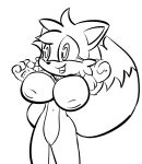 2021 anthro big_breasts black_and_white breasts canid canine digital_media_(artwork) erickatailsko female fox fur genitals mammal miles_prower monochrome nude pussy sega simple_background sketch smile solo sonic_the_hedgehog_(series) video_games white_background 