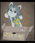  anthro canid canine clothed clothing felid feline fur hair mammal tem temmie_(undertale) text topwear undertale video_games white_body xeololo 