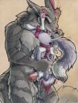  2021 5_fingers 69_position anthro anthro_on_anthro anthro_penetrated anthro_penetrating anthro_penetrating_anthro balls bfct biped bound canid canine chest_tuft duo ear_piercing female female_penetrated fingers fluffy fluffy_tail fur genitals grey_body grey_fur hi_res industrial_piercing interspecies male male/female male_penetrating male_penetrating_female mammal oral painting_(artwork) pawpads paws penetration piercing pink_pawpads red_eyes ruaidri sex simple_background smile standing standing_69 standing_sex syandene traditional_media_(artwork) tuft watercolor_(artwork) 