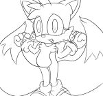  2021 anthro black_and_white canid canine digital_drawing_(artwork) digital_media_(artwork) erickatailsko fox fur girly looking_at_viewer male mammal miles_prower monochrome sega simple_background smile solo sonic_the_hedgehog_(series) video_games 
