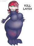  anthro belly big_belly big_breasts breasts clothed clothing female foxball fully_clothed hair happy hat headgear headwear invalid_tag kitty_pride lying mia_mackat obese on_front overweight reptile rubber rubber_suit scalie smile snake solo standing 