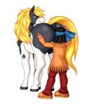  absurd_res bestiality bicolored_fur duo equid equine face_in_ass feral hand_on_butt head_up_your_own_ass hi_res horse horse_tail horseshoe male mammal mane re_send yakari 