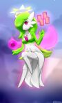  2021 absurd_res baterco card energy female gardevoir green_hair hair hi_res humanoid jewelry long_hair necklace nintendo orb pok&eacute;mon pok&eacute;mon_(species) red_eyes signature solo video_games 