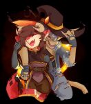  anthro big_hat cute_expression cute_face duo eugeniyburnt_(character) female friends hi_res horn kobold male nomi_(bobobie) smile woopwoo8p 