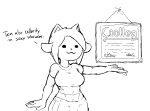  anthro breasts canid canine clothed clothing diploma felid feline female hair mammal midriff monochrome simple_background solo tem temmie_(undertale) text topwear undertale video_games white_background white_body 