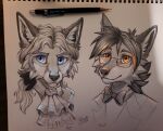  absurd_res anthro canid canine canis duo edgar_vladilisitsa eyewear fox glasses glowing hi_res hybrid male mammal musician shy tatujapa traditional_media_(artwork) vincent vintage wolf 