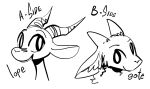  2021 2_horns ambiguous_gender antelope anthro black_and_white bovid caprine chico_(fuel) duo english_text facial_markings fuel_(artist) goat head_markings headshot_portrait horn inner_ear_fluff looking_at_viewer male_(lore) mammal markings monochrome notched_ear open_mouth open_smile portrait raimi_(fuel) simple_background smile text tuft white_background 