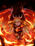  accessory angry anthro big_breasts breasts butt claws clothed clothing damage digital_media_(artwork) dragon dress female fire fur gloves hair hair_accessory halfbody handwear horn looking_at_viewer magic mammal narikusha paws scales solaria_(oc) solo wings 
