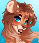  2021 anthro digital_drawing_(artwork) digital_media_(artwork) female glistening glistening_eyes glistening_hair gradient_background hair headshot_portrait mammal open_mouth pacevanrign portrait shaded signature simple_background smile solo tongue ursid 