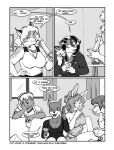  anthro blush breasts canid canine canis cleavage clothed clothing comic cut_loose dialogue dildo domestic_cat domestic_dog donna_sharpe english_text eyewear felid feline felis female fur glasses group hair lagomorph leporid mammal rabbit sex_toy shirt text topwear vkyrie 