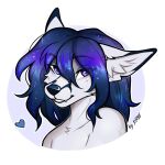  2021 ambiguous_gender anthro black_nose canid canine cosmic_hair digital_media_(artwork) ethereal_hair f-r95 fox hi_res looking_at_viewer mammal purple_eyes smile solo 