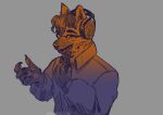  absurd_res anthro aucailin audeze canid canine claws clothing dress_shirt eyewear glasses headphones hi_res male mammal maned_wolf self_portrait shirt sketch solo solo_focus topwear 