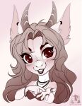  2020 4_fingers anthro breasts clothed clothing digital_media_(artwork) dragon ear_piercing ear_ring eyebrows eyelashes female fingers fur hair horn pacevanrign piercing smile 