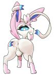  absurd_res anus balls butt eeveelution feral fluorite genitals hi_res knot looking_at_viewer male nintendo penis pok&eacute;mon pok&eacute;mon_(species) presenting presenting_hindquarters rear_view ribbons simple_background solo spread_butt spreading sylveon video_games white_background 
