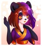  2019 5_fingers anthro breasts clothed clothing digital_media_(artwork) eyebrows eyelashes female fingers giant_panda hair mammal pacevanrign smile solo ursid 