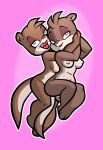  anthro breasts bridgette_(partran) brooke_(partran) cuddling duo female female/female hi_res incest_(lore) looking_at_viewer lutrine mammal mustelid nude pregnant pregnant_female spooning toonbat 