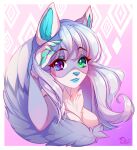  2019 anthro blue_nose breasts canid canine digital_media_(artwork) eyebrows eyelashes female hair heterochromia looking_at_viewer mammal pacevanrign smile solo 