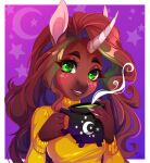  2019 5_fingers anthro breasts clothed clothing digital_media_(artwork) equid equine eyebrows eyelashes female fingers green_eyes horn mammal pacevanrign smile unicorn 